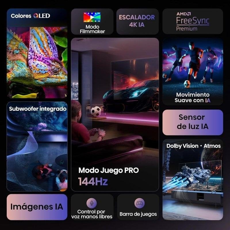 TV Hisense QLED 55E7Q Pro 55" 4K UltraHD 144Hz Smart TV VIDAA Dolby Vision IQ Dolby Atmos