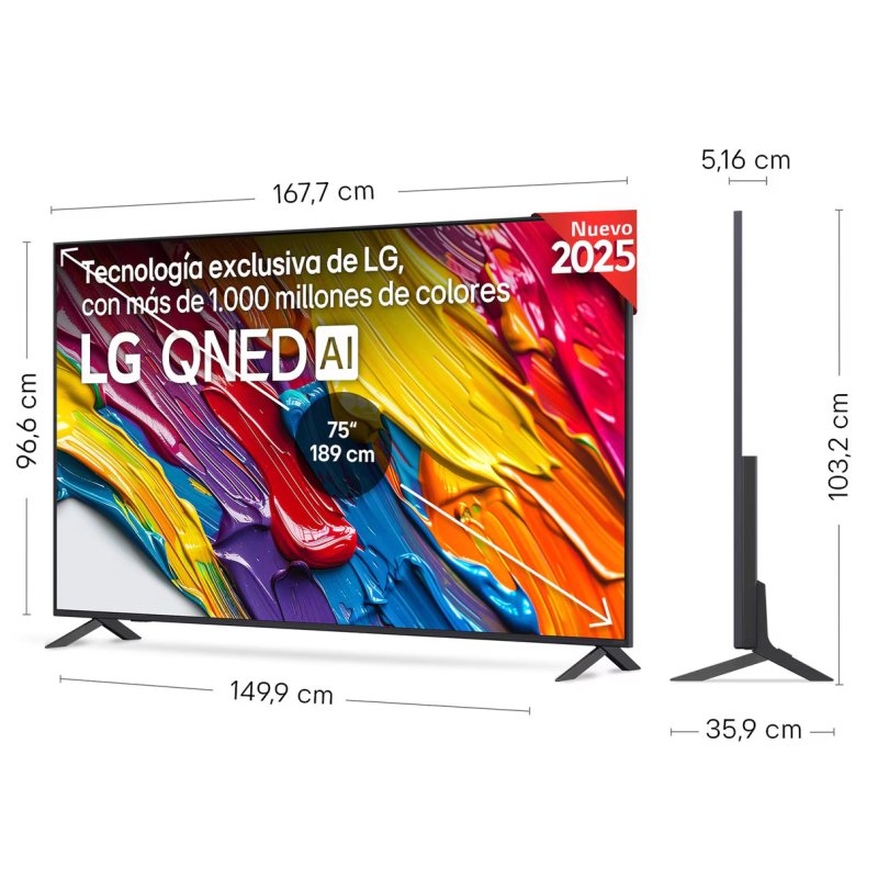 TV LG QNED 75QNED82A6B 75" 4K UltraHD 60Hz Smart TV WebOS HDR10 Local Dimming