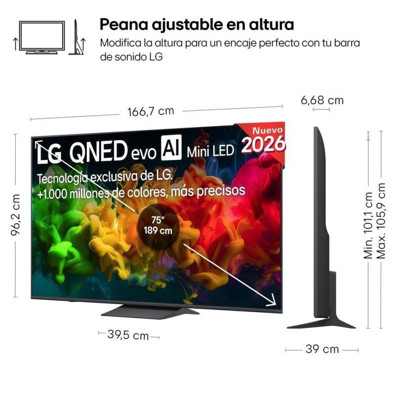 TV LG QNED 75QNED81B6A 75" 4K UltraHD 60Hz Smart TV WebOS HDR10 MiniLED AI