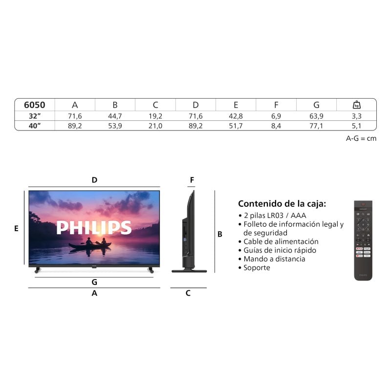 TV Philips LED 40PFS6050/12 40" Full HD 60Hz Smart TV Titan OS HDR10 Alexa