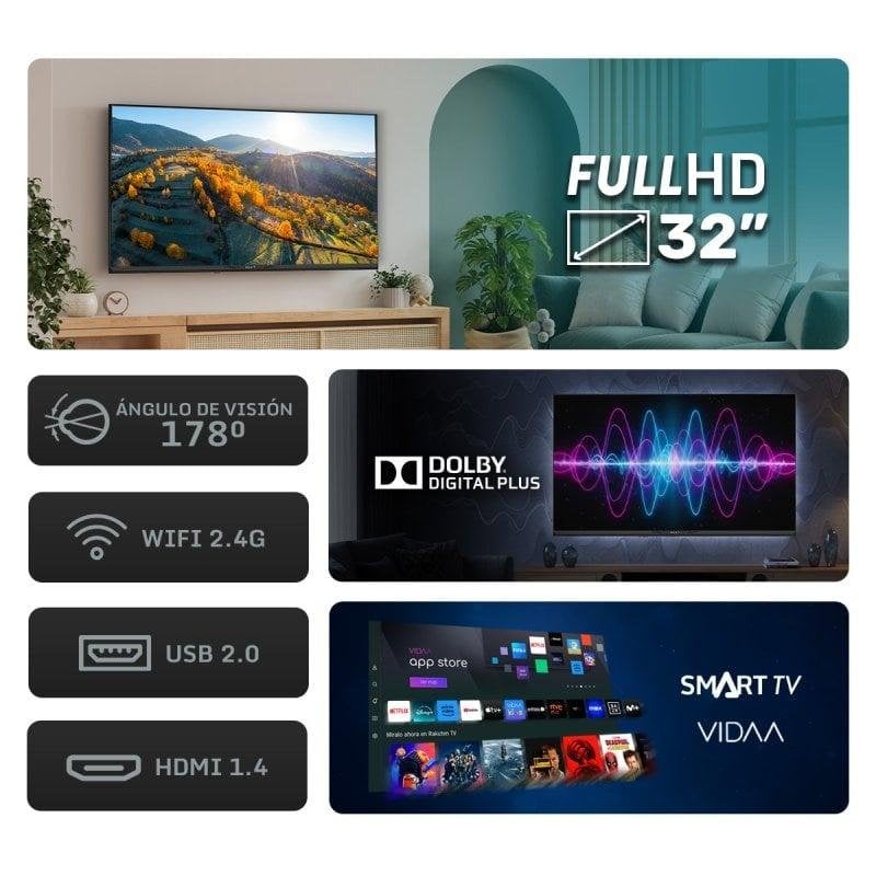 TV Nilait LED Prisma 32FD7004SVIOS 32" Full HD 60Hz Smart TV VIDAA Dolby Audio