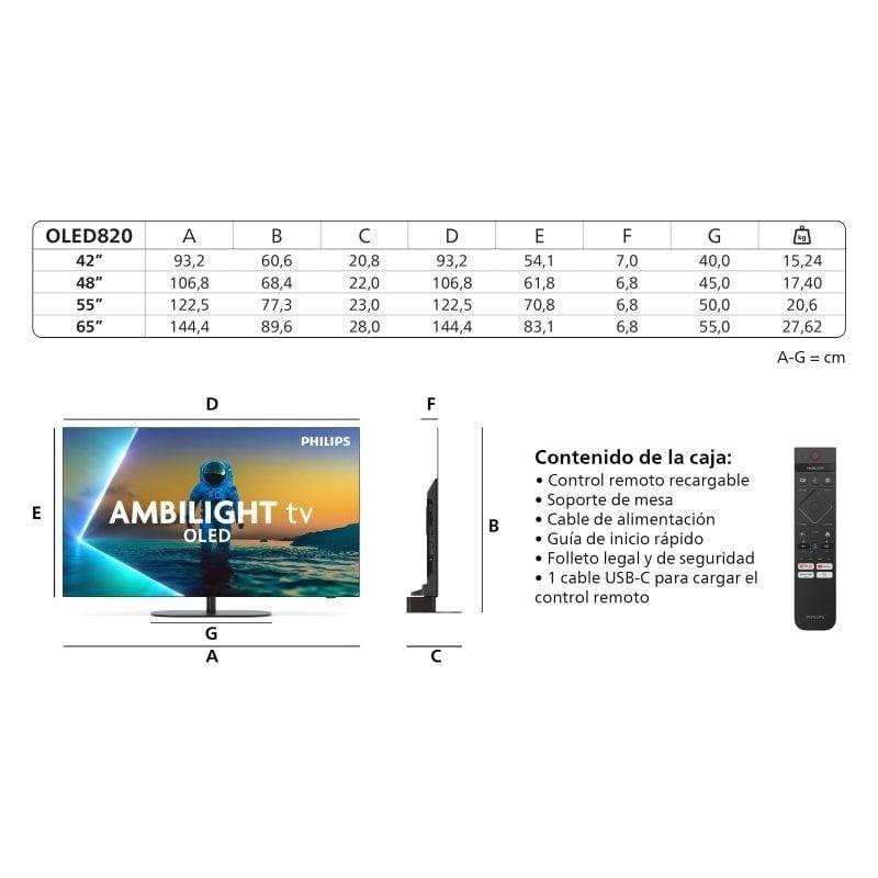 TV Philips OLED 65OLED820 65" 4K UltraHD 144Hz Smart TV Google TV Dolby Vision Atmos