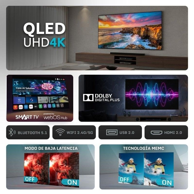 TV Nilait QLED 50UD8004SWOS 50" 4K UltraHD 60Hz Smart TV WebOS HDR10