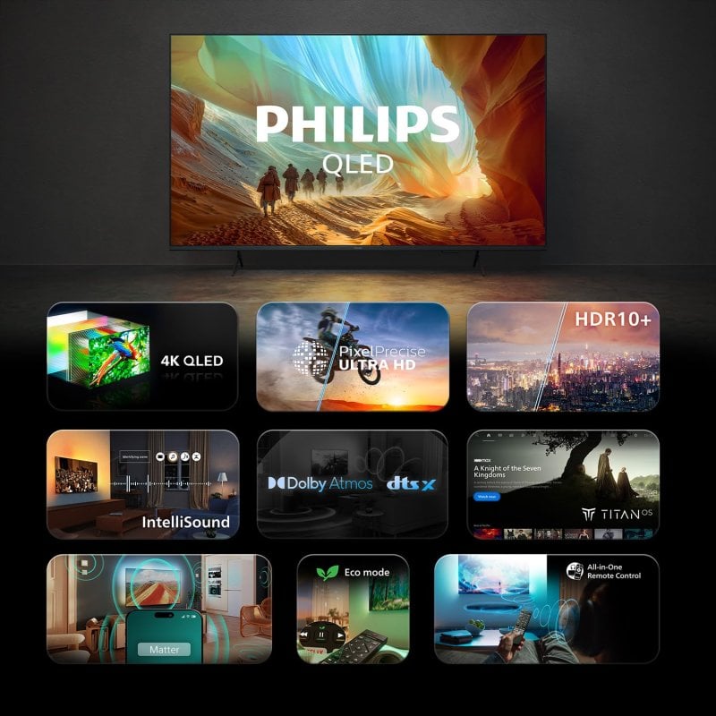 TV Philips QLED 50PQS7801/12 50" 4K UltraHD 60Hz Smart TV Titan OS HDR10+ Dolby Atmos