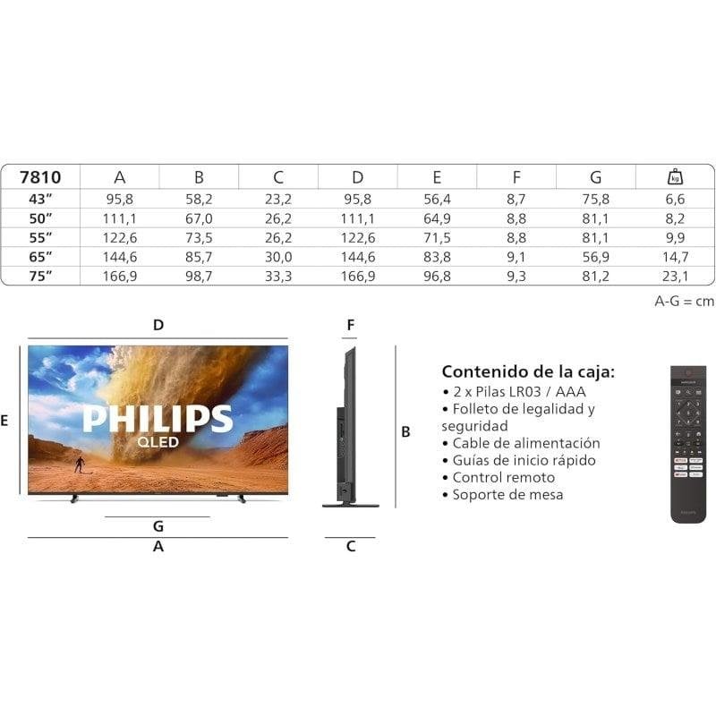 TV Philips QLED 55PUS7810 55" 4K UltraHD 60Hz Smart TV Titan OS HDR10+ Dolby Atmos
