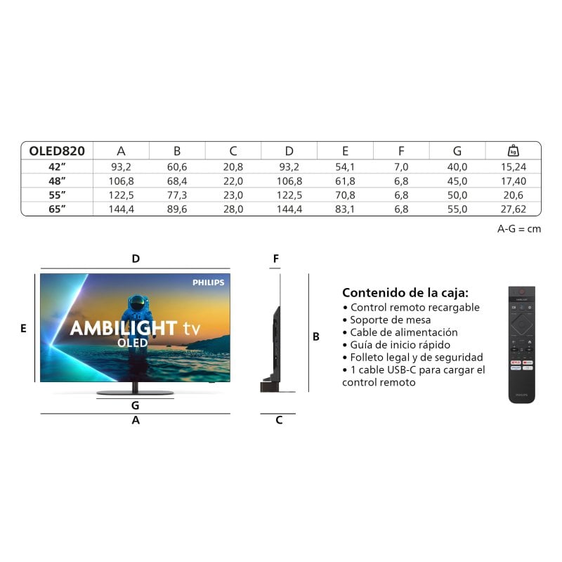 Philips Ambilight OLED 48" 48OLED820 UltraHD 4K Dolby Vision e Dolby Atmos Google TV