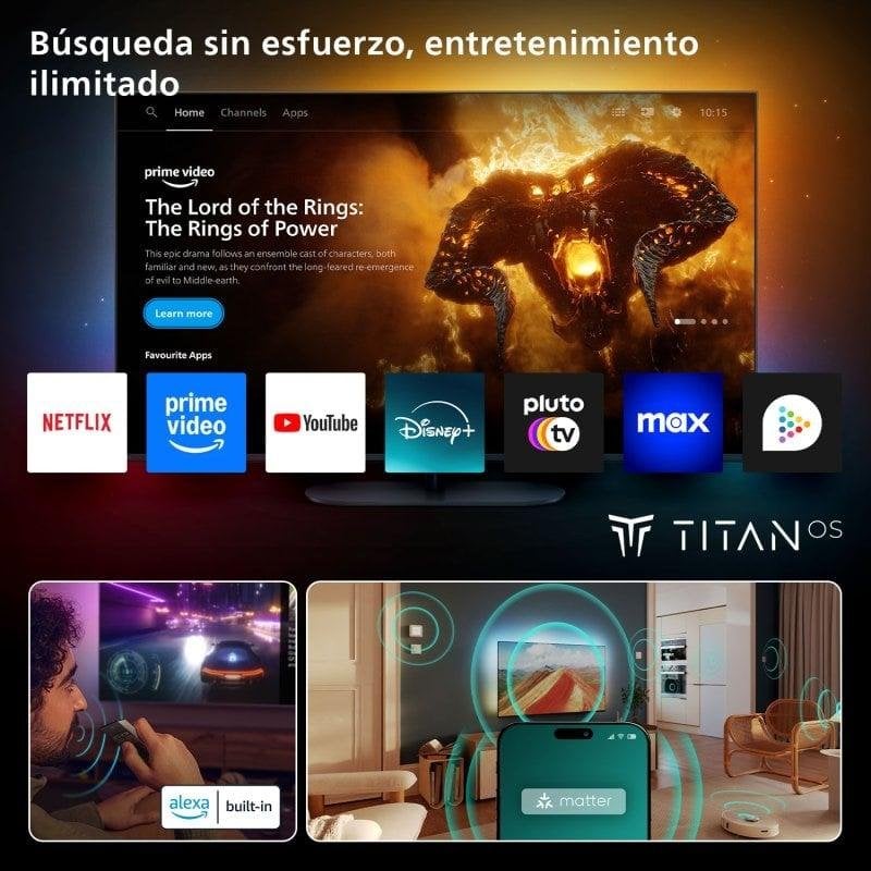 TV Philips QLED 43PUS9010 43" 4K UltraHD 120Hz Smart TV Titan OS Dolby Vision Ambilight
