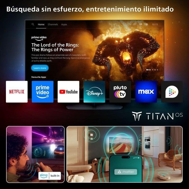 TV Philips QD MiniLED 75MLED920 75" 4K UltraHD 120Hz Smart TV Titan OS Dolby Vision Atmos