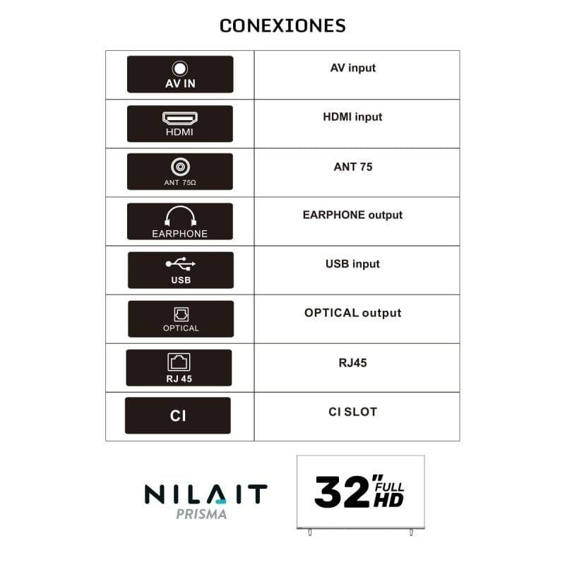 TV Nilait LED Prisma 32FD7004SVIOS 32" Full HD 60Hz Smart TV VIDAA Dolby Audio