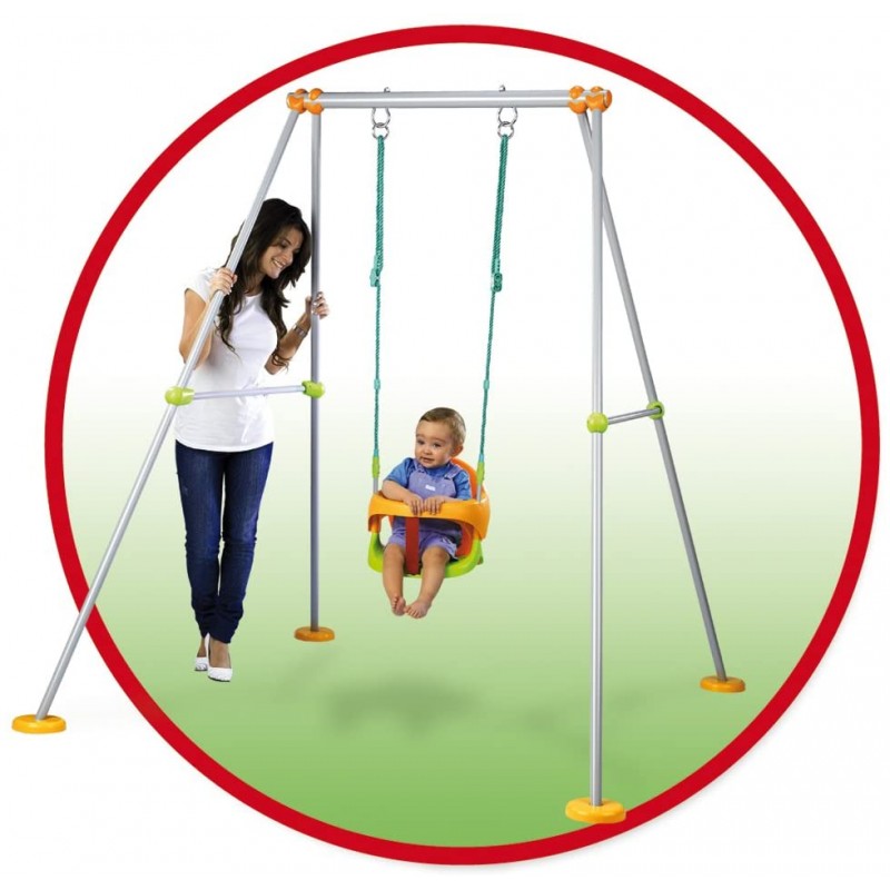 Smoby 7600310191 Altalena Plus in Metallo con Seggiolino Evolutivo 2 in 1, Altezza 180 cm