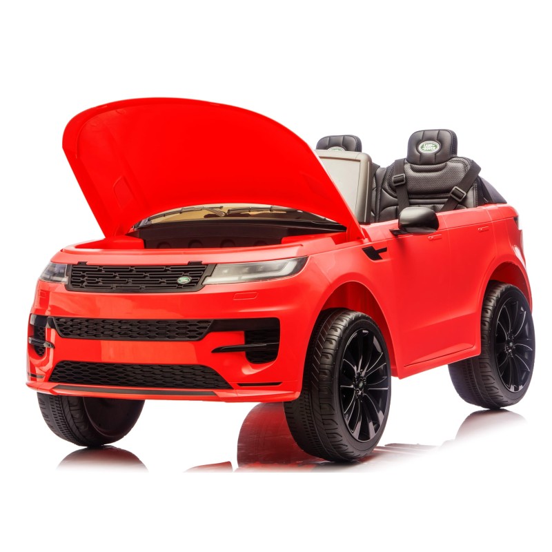 Auto Elettrica 24V per Bambini 2 Posti Range Rover Sport con Sedile in Pelle Cintura 3 Punti Telecomando – Variante Rosso
