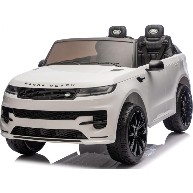 Auto Elettrica 24V per Bambini 2 Posti Range Rover Sport con Sedile in Pelle Cintura 3 Punti Telecomando – Variante Bianco