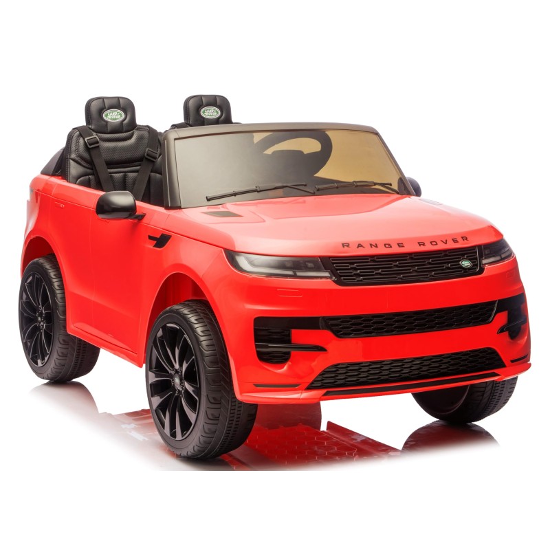Auto Elettrica 24V per Bambini 2 Posti Range Rover Sport con Sedile in Pelle Cintura 3 Punti Telecomando – Variante Rosso