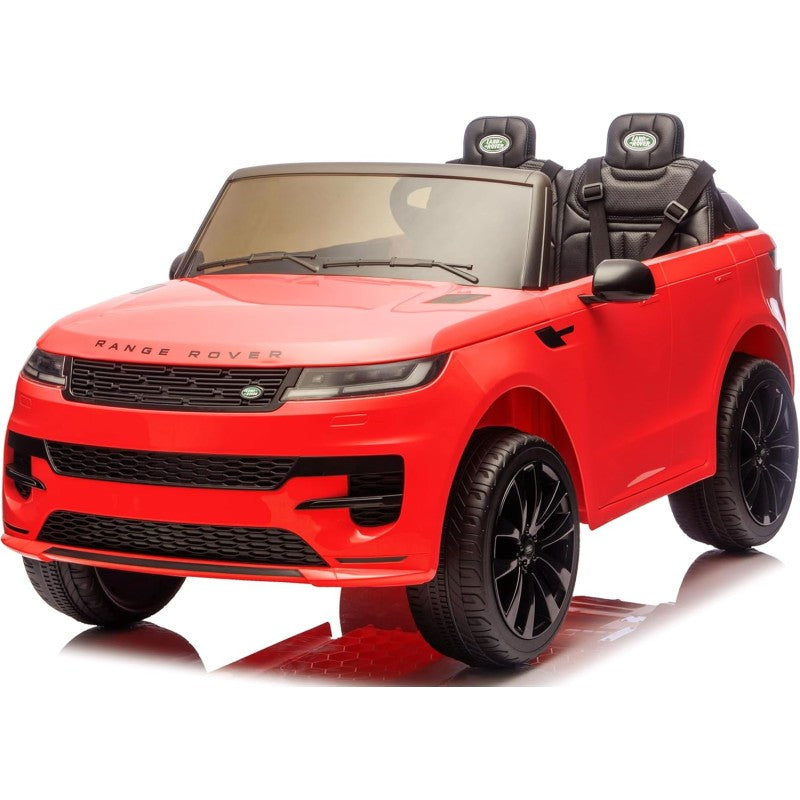 Auto Elettrica 24V per Bambini 2 Posti Range Rover Sport con Sedile in Pelle Cintura 3 Punti Telecomando - Rosso