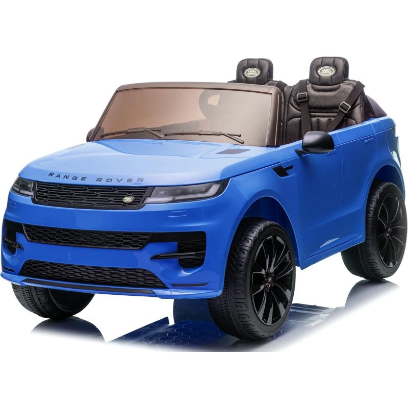 Auto Elettrica 24V per Bambini 2 Posti Range Rover Sport con Sedile in Pelle Cintura 3 Punti Telecomando - Blu