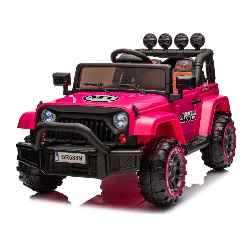 Auto Elettrica Macchina per Bambini Fuoristrada Off-Road con Sedile in Pelle e Telecomando 12V Full Optional – Variante Fucsia