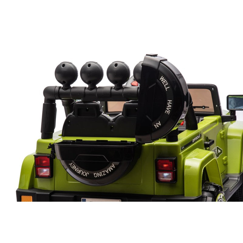 Auto Elettrica Macchina per Bambini Fuoristrada Off-Road con Sedile in Pelle e Telecomando 12V Full Optional – Variante Verde Militare
