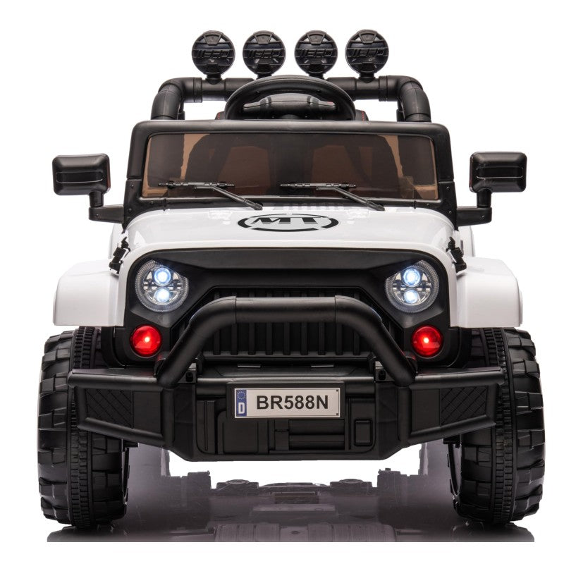 Auto Elettrica Macchina per Bambini Fuoristrada Off-Road con Sedile in Pelle e Telecomando 12V Full Optional – Variante Bianco