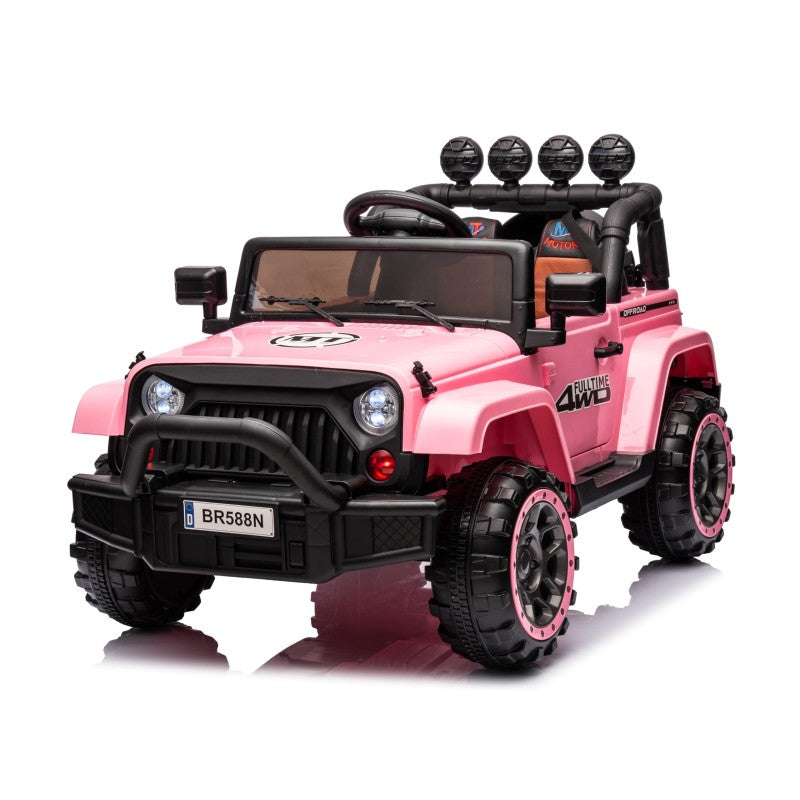Auto Elettrica Macchina per Bambini Fuoristrada Off-Road con Sedile in Pelle e Telecomando 12V Full Optional - Rosa