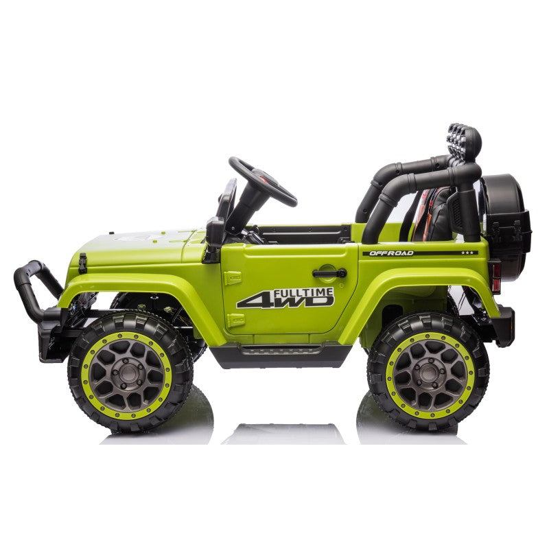 Auto Elettrica Macchina per Bambini Fuoristrada Off-Road con Sedile in Pelle e Telecomando 12V Full Optional – Variante Verde Militare