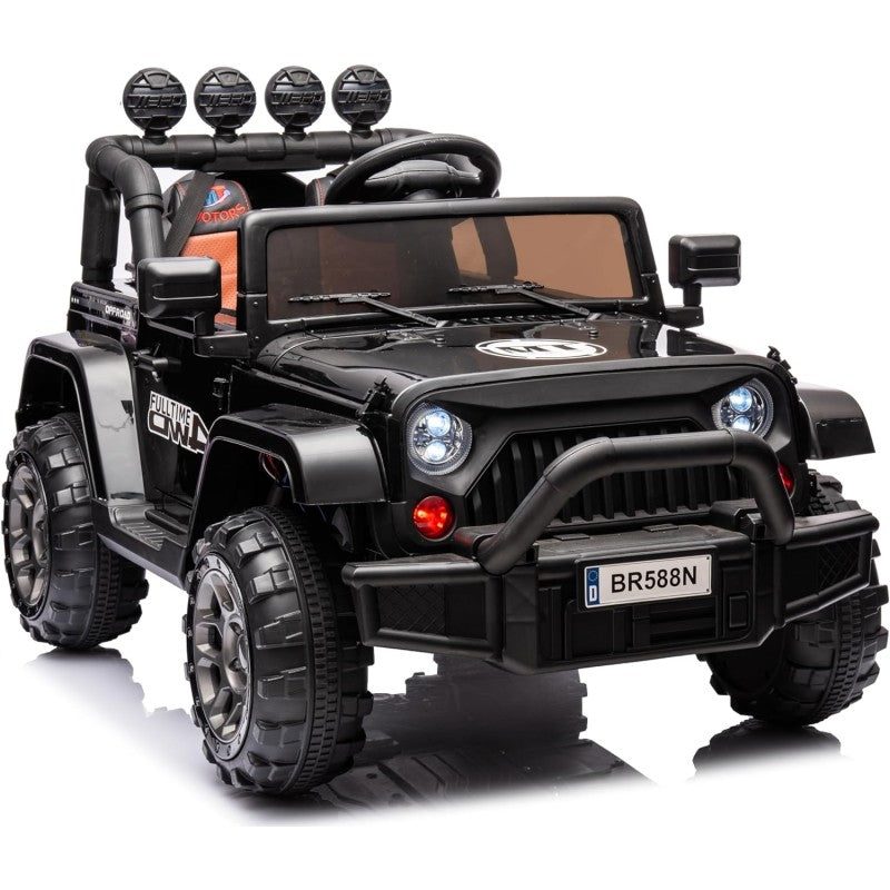 Auto Elettrica Macchina per Bambini Fuoristrada Off-Road con Sedile in Pelle e Telecomando 12V Full Optional – Variante Nero