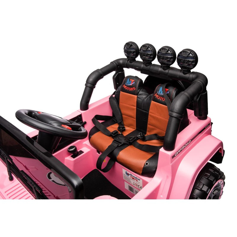 Auto Elettrica Macchina per Bambini Fuoristrada Off-Road con Sedile in Pelle e Telecomando 12V Full Optional – Variante Rosa