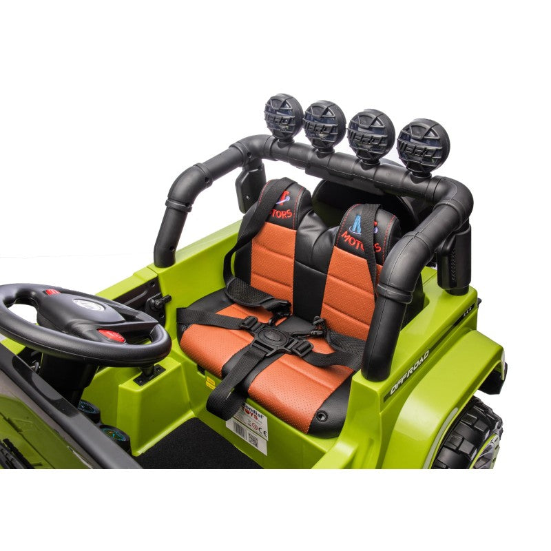 Auto Elettrica Macchina per Bambini Fuoristrada Off-Road con Sedile in Pelle e Telecomando 12V Full Optional – Variante Verde Militare
