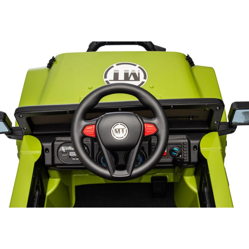 Auto Elettrica Macchina per Bambini Fuoristrada Off-Road con Sedile in Pelle e Telecomando 12V Full Optional – Variante Verde Militare
