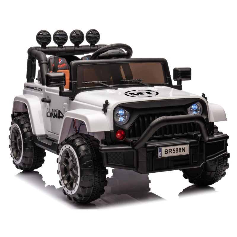 Auto Elettrica Macchina per Bambini Fuoristrada Off-Road con Sedile in Pelle e Telecomando 12V Full Optional – Variante Bianco