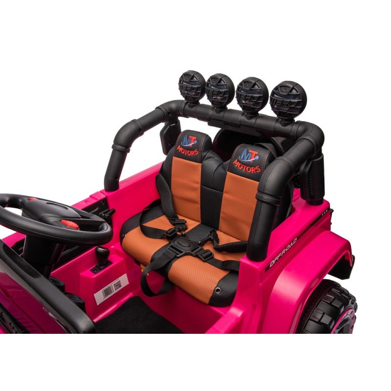 Auto Elettrica Macchina per Bambini Fuoristrada Off-Road con Sedile in Pelle e Telecomando 12V Full Optional – Variante Fucsia
