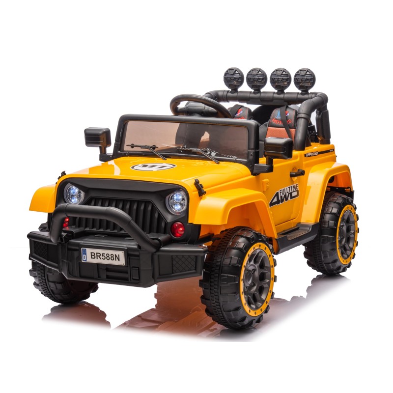 Auto Elettrica Macchina per Bambini Fuoristrada Off-Road con Sedile in Pelle e Telecomando 12V Full Optional - Giallo