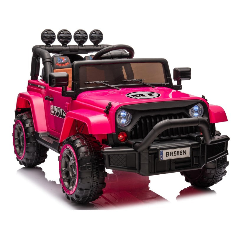 Auto Elettrica Macchina per Bambini Fuoristrada Off-Road con Sedile in Pelle e Telecomando 12V Full Optional – Variante Fucsia
