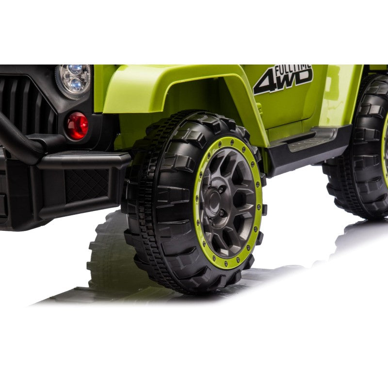 Auto Elettrica Macchina per Bambini Fuoristrada Off-Road con Sedile in Pelle e Telecomando 12V Full Optional – Variante Verde Militare