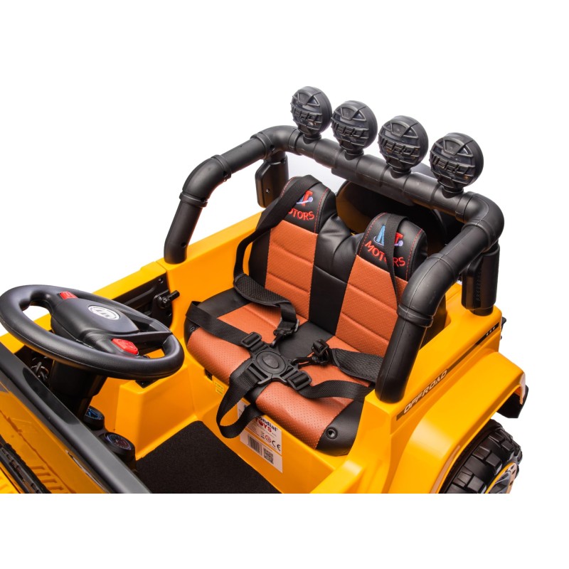 Auto Elettrica Macchina per Bambini Fuoristrada Off-Road con Sedile in Pelle e Telecomando 12V Full Optional – Variante Giallo