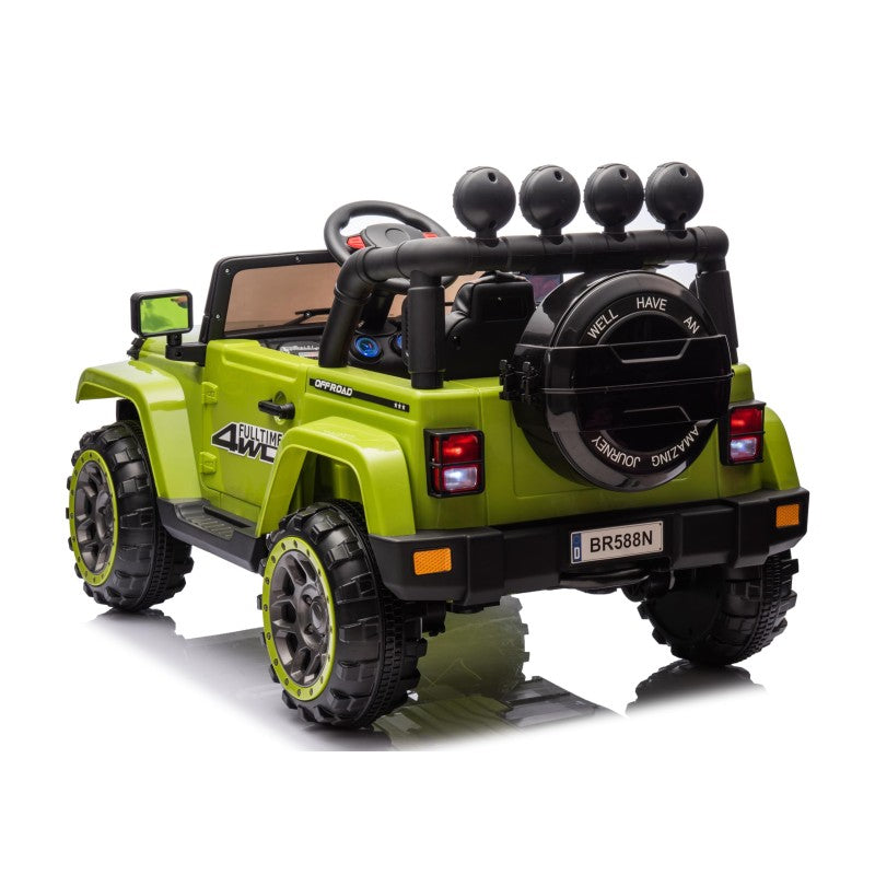 Auto Elettrica Macchina per Bambini Fuoristrada Off-Road con Sedile in Pelle e Telecomando 12V Full Optional – Variante Verde Militare