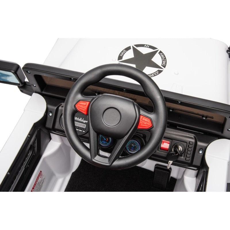 Auto Elettrica Macchina per Bambini Fuoristrada Off-Road con Sedile in Pelle e Telecomando 12V Full Optional – Variante Bianco