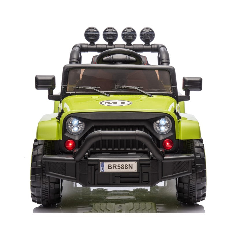 Auto Elettrica Macchina per Bambini Fuoristrada Off-Road con Sedile in Pelle e Telecomando 12V Full Optional – Variante Verde Militare