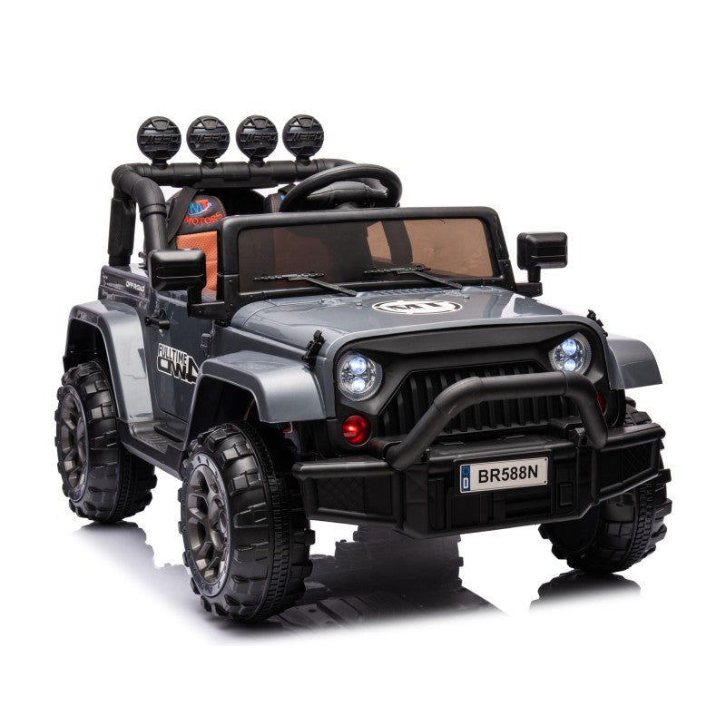 Auto Elettrica Macchina per Bambini Fuoristrada Off-Road con Sedile in Pelle e Telecomando 12V Full Optional – Variante Grigio