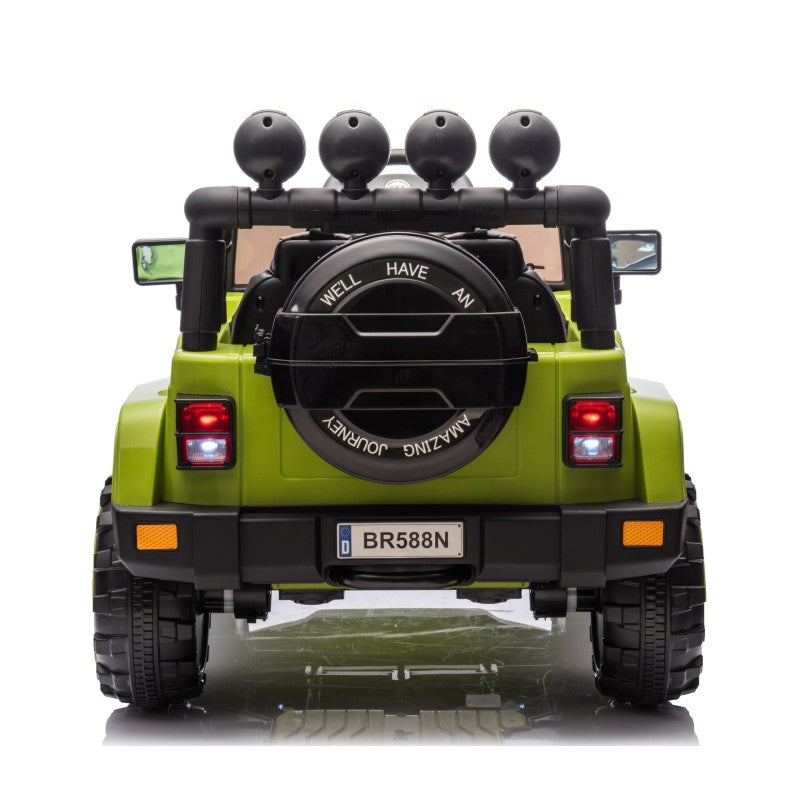 Auto Elettrica Macchina per Bambini Fuoristrada Off-Road con Sedile in Pelle e Telecomando 12V Full Optional – Variante Verde Militare
