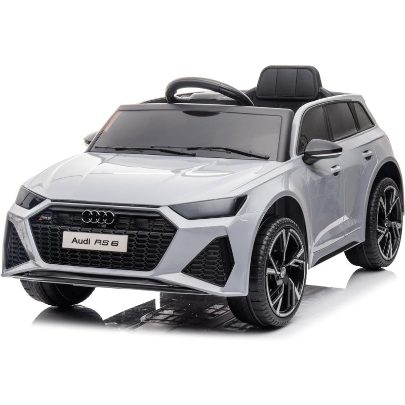 Auto Elettrica Macchina per Bambini 12V Audi RS 6 con Sedile Pelle e Telecomando – Variante Grigio