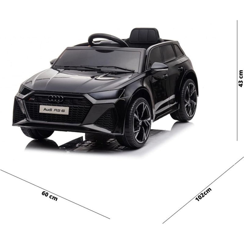 Auto Elettrica Macchina per Bambini 12V Audi RS 6 con Sedile Pelle e Telecomando – Variante Nero