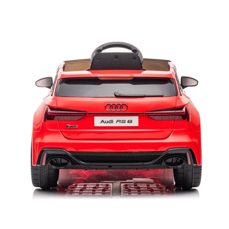 Auto Elettrica Macchina per Bambini 12V Audi RS 6 con Sedile Pelle e Telecomando – Variante Rosso