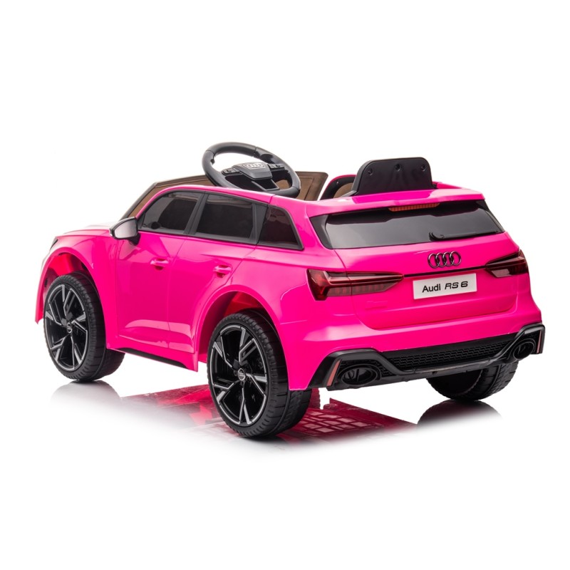 Auto Elettrica Macchina per Bambini 12V Audi RS 6 con Sedile Pelle e Telecomando – Variante Rosa
