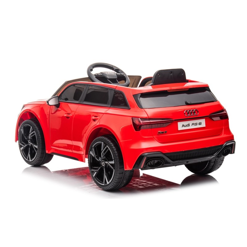 Auto Elettrica Macchina per Bambini 12V Audi RS 6 con Sedile Pelle e Telecomando – Variante Rosso