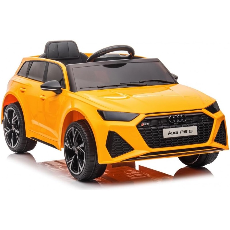 Auto Elettrica Macchina per Bambini 12V Audi RS 6 con Sedile Pelle e Telecomando – Variante Giallo