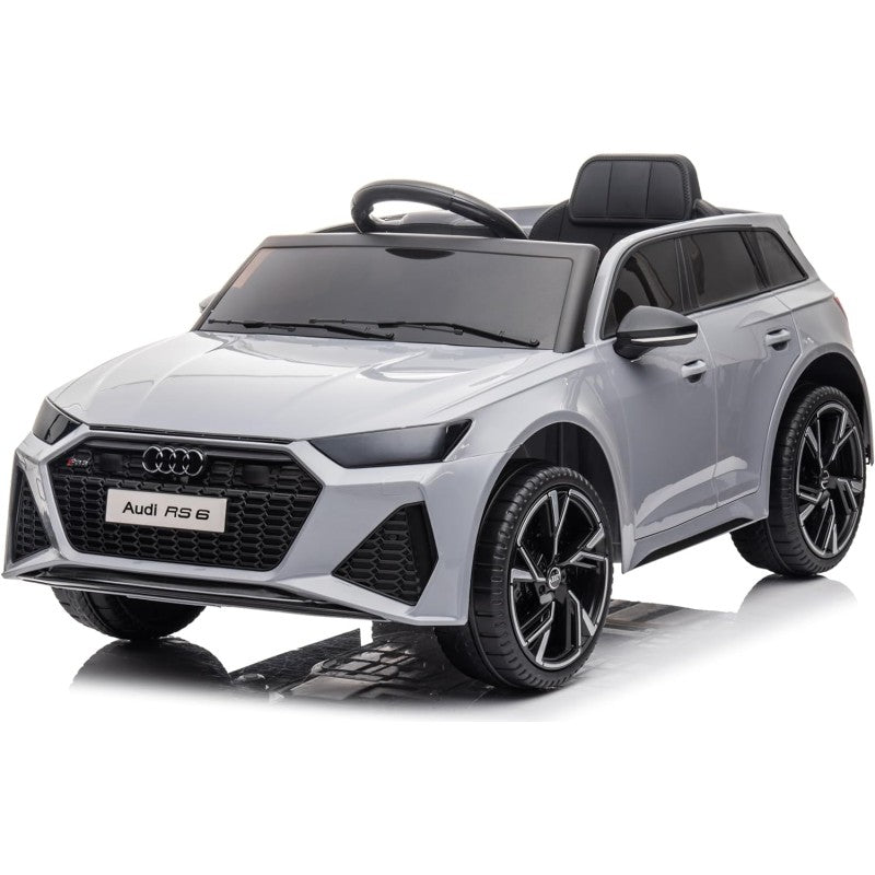 Auto Elettrica Macchina per Bambini 12V Audi RS 6 con Sedile Pelle e Telecomando – Variante Grigio