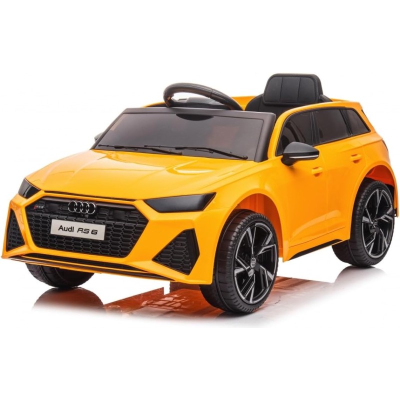 Auto Elettrica Macchina per Bambini 12V Audi RS 6 con Sedile Pelle e Telecomando – Variante Giallo