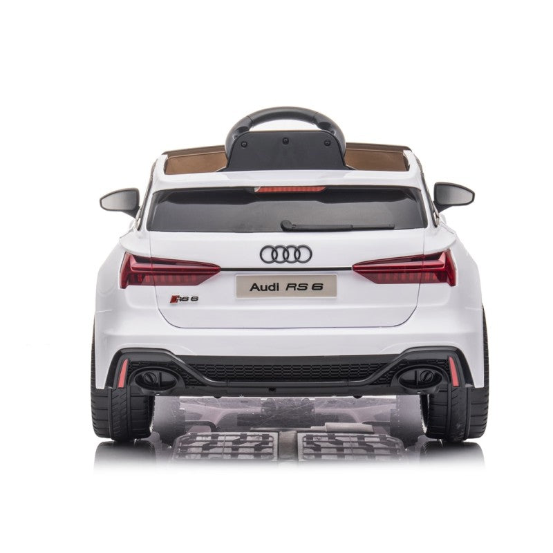 Auto Elettrica Macchina per Bambini 12V Audi RS 6 con Sedile Pelle e Telecomando – Variante Bianco