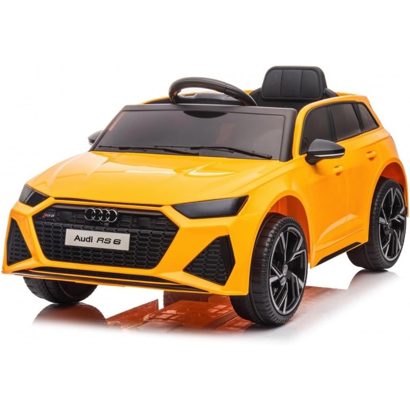 Auto Elettrica Macchina per Bambini 12V Audi RS 6 con Sedile Pelle e Telecomando – Variante Giallo
