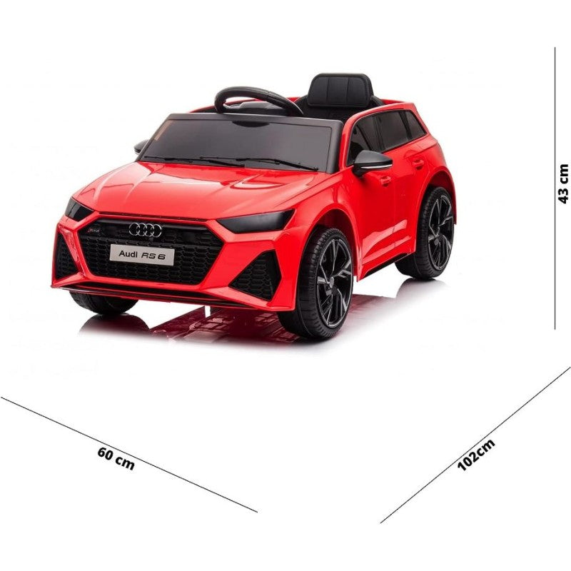 Auto Elettrica Macchina per Bambini 12V Audi RS 6 con Sedile Pelle e Telecomando – Variante Rosso